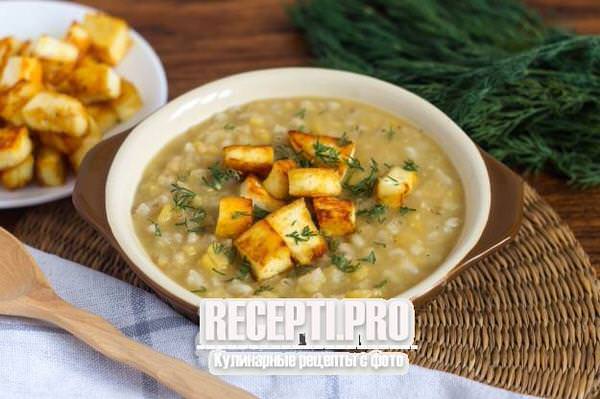 Гороховая каша с перловкой и сыром