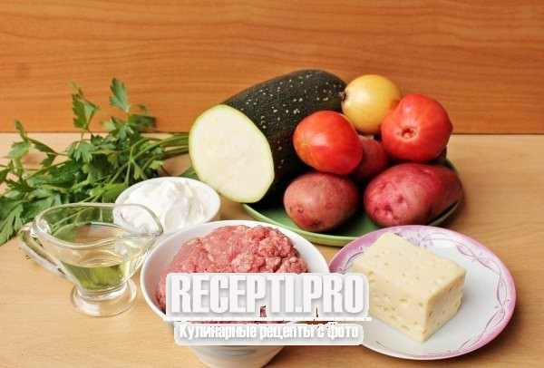 Запеканка с картофелем, фаршем и кабачком в духовке простой рецепт пошаговый