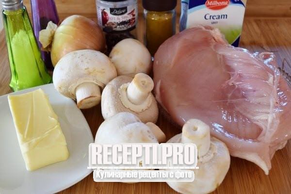 Как приготовить Куриный шницель с грибным соусом и сливками просто рецепт пошаговый