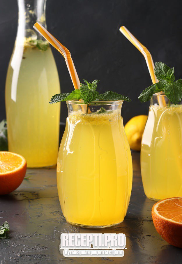 Лимонад с лимоном, апельсином и мятой