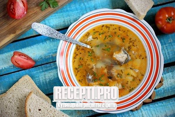 Рыбный суп из консервов сардины с помидорами