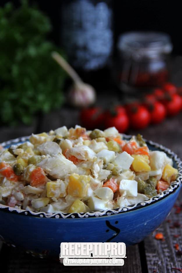 Салат из печени трески с картошкой классический рецепт с фото