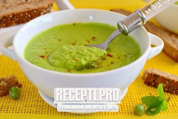 Суп-пюре из замороженного зеленого горошка