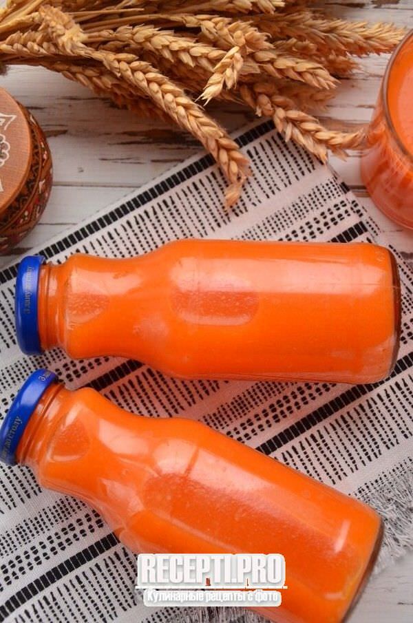 Тыквенно-морковный сок с мякотью на зиму